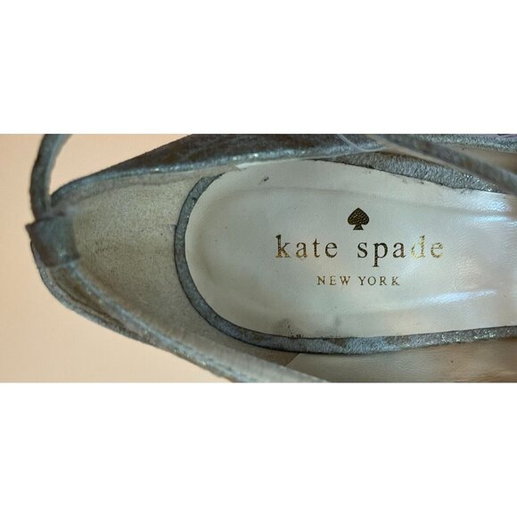 Kate Spade Gold Crackled Leather Strappy Peep Toe Heels, Size 8.5 (US) - Picture 11 of 11